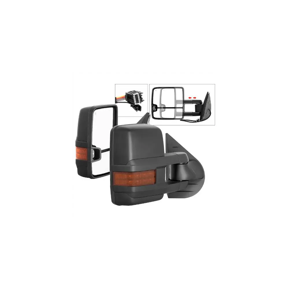 Direct-Fit Replacement Towing Mirror w/ Amber Lens - Set of 2 - SPY9936692